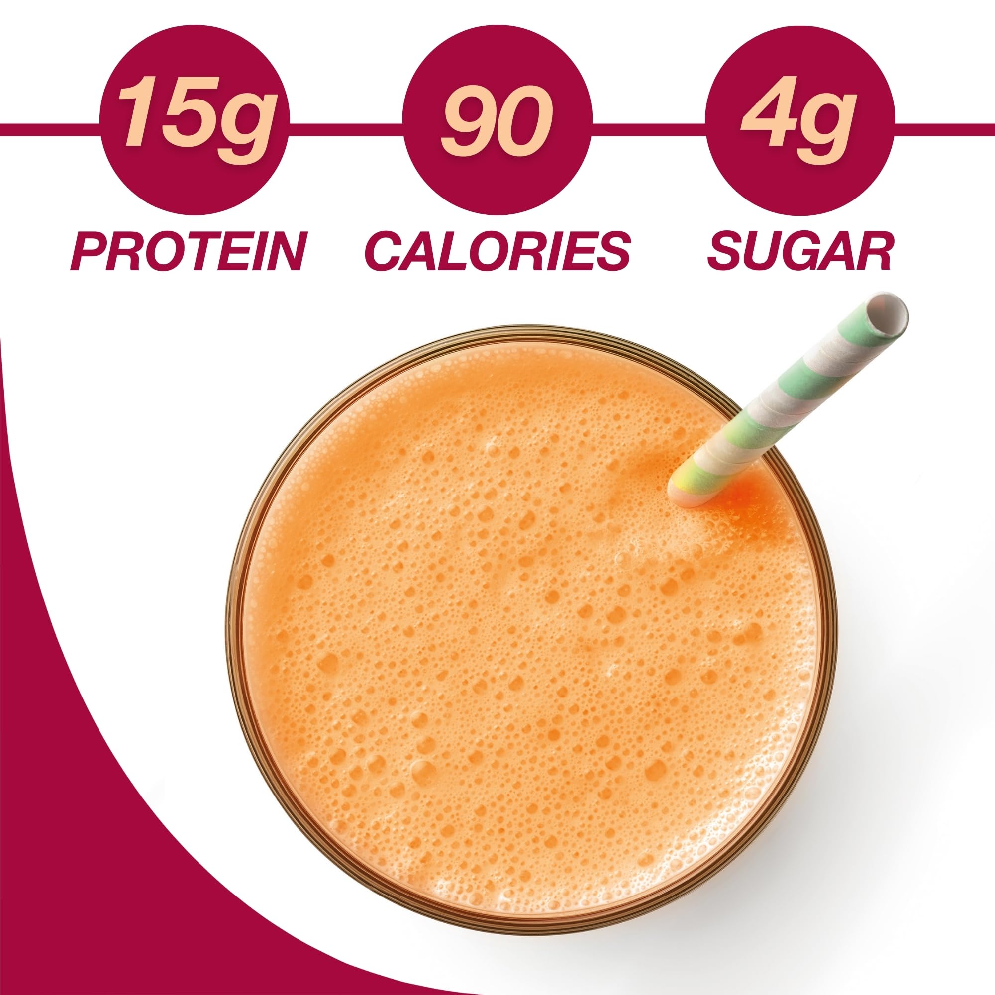 ProtiDIET Orange Swirl High Protein Shake - Low Calorie Drink Mix, 15g Protein Nutritional Shake Mix, Naturally Flavored, 7 Packets for Post-Workout