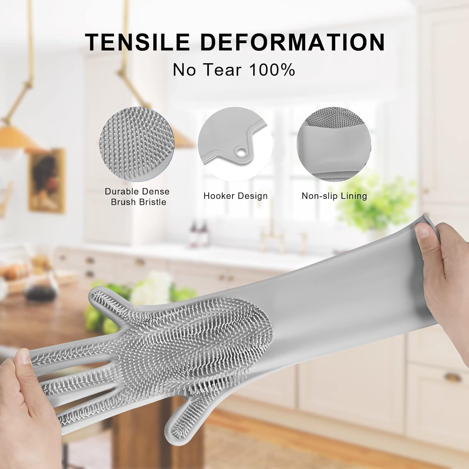 Dishwashing Sponge Gloves for Kitchen, Dishwashing Gloves Reusable Rubber Cleaning Gloves, Silicone Dishwashing Gloves Scrubber Glove, Washing Gloves