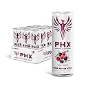 PHX Hydration Energy Drink - 700mg Electrolytes, 200mg Natural Green Tea Caffeine, 100% Daily Value 8 Essential Vitamins - 12 oz Cans (12 Pack) (12