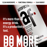 AUTOFOCUS Functional Energy Drink - Natural Focus Drink with Coffee Fruit & L-Theanine - Clean Caffeine Brain Booster - No Added Sugar. Productivity