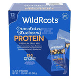 WildRoots Chocolatey Blueberry Protein Premium Trail Mix, 12-Pack Snack Pouches (1.75 oz Each), 12g Protein per Serving, Non-GMO Ingredients