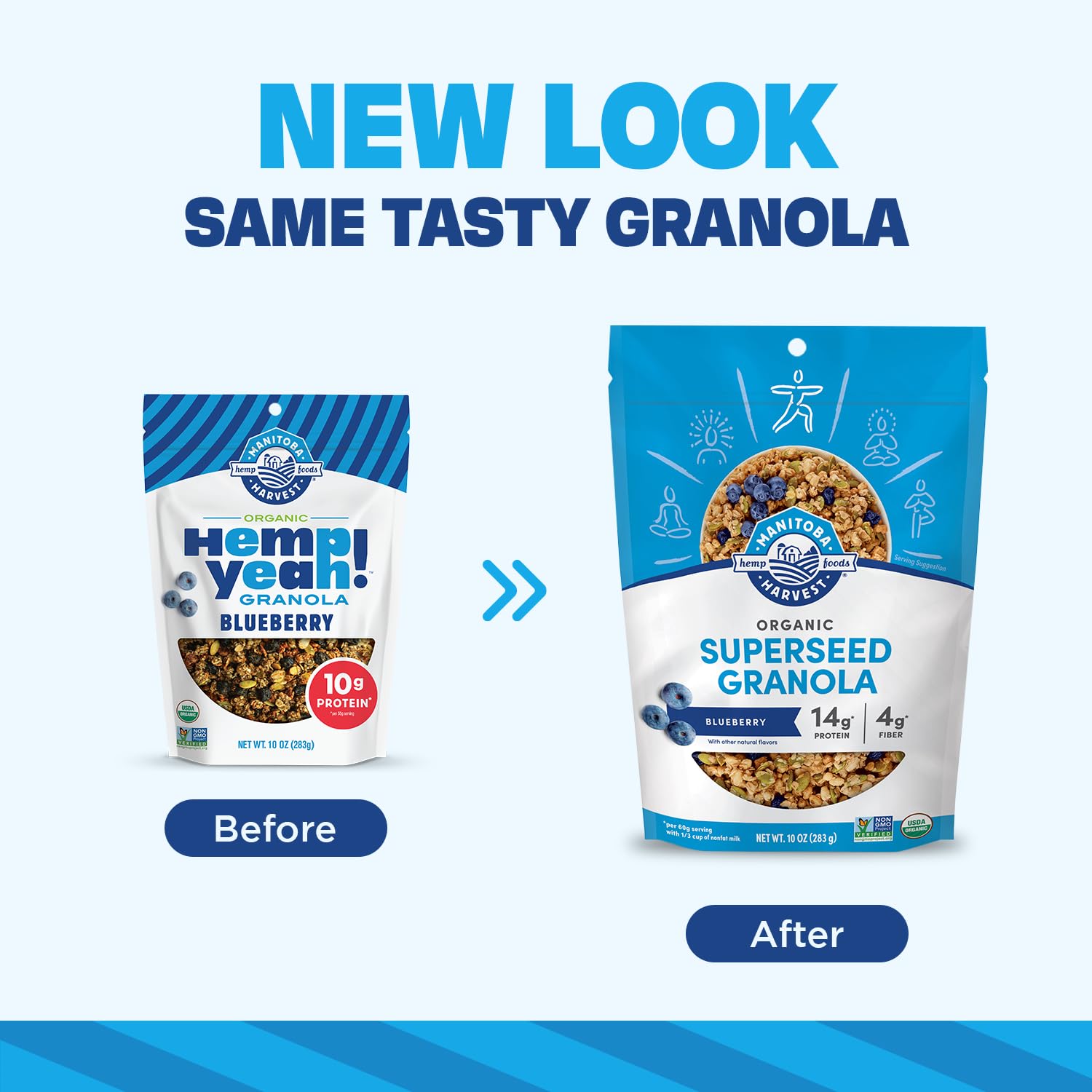 Manitoba Harvest Hemp Yeah Superseed Granola, Blueberry - 10oz - 11g Protein, 4g Fiber, 3.5g Omega 3 & 6 per 60g serving - With Hemp & Pumpkin Seeds