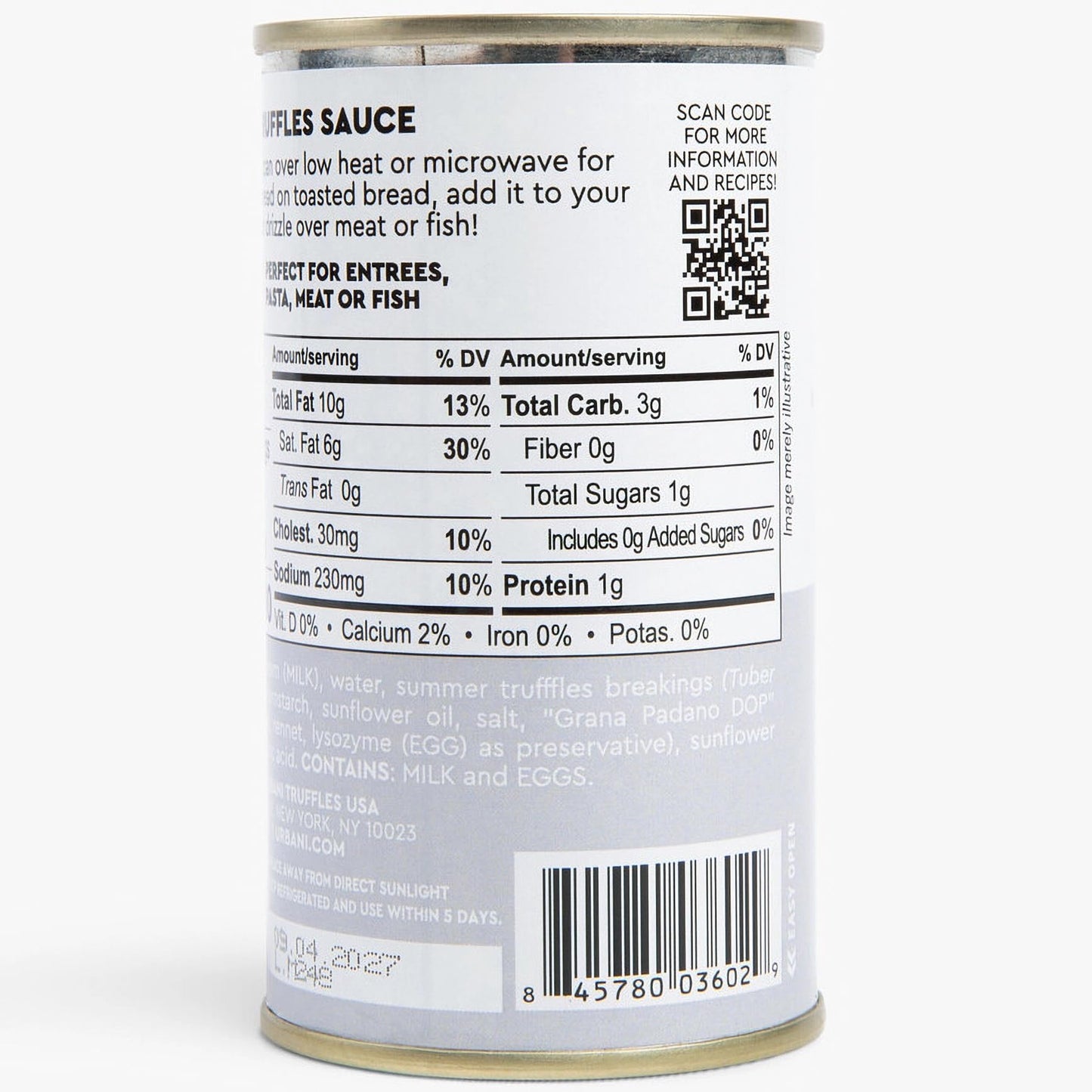 Cream & Black Truffle Sauce 6.4oz, Italian for Pasta, Pizza, Meat & Fish
