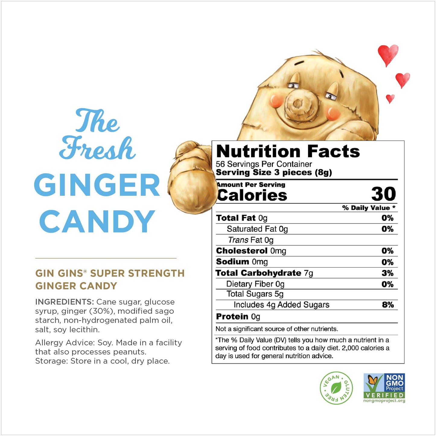 GIN GINS Super Strength - Natural Ginger Candy by The Ginger People - Individually Wrapped Healthy Candy - Super Strength Flavor - Large 1 lb Bag