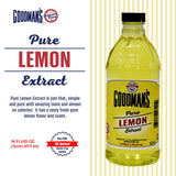 Goodman's Pure Lemon Extract - Pure, Gluten-Free, Non-GMO, Kosher - Flavor Enhancer for Baking, Cooking, and Beverages - Low Carb & Calorie, No