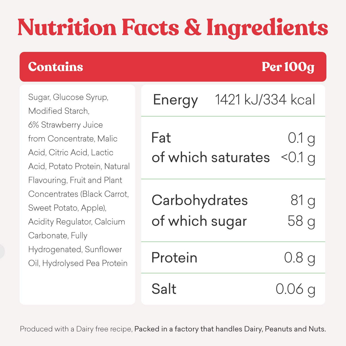 Candy Kittens Wild Strawberry Gourmet Vegan Sweets, 108g