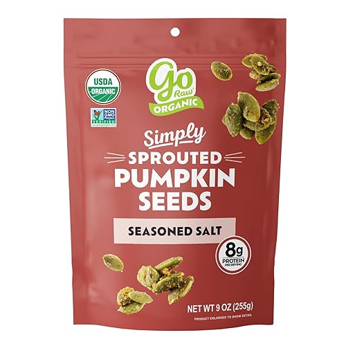 Go Raw Organic Sprouted Pumpkin Seeds - Savory Seasoned Salted Pepitas, Keto, Non-GMO, Vegan, Gluten-Free, Kosher, Paleo, Protein-Packed Superfood