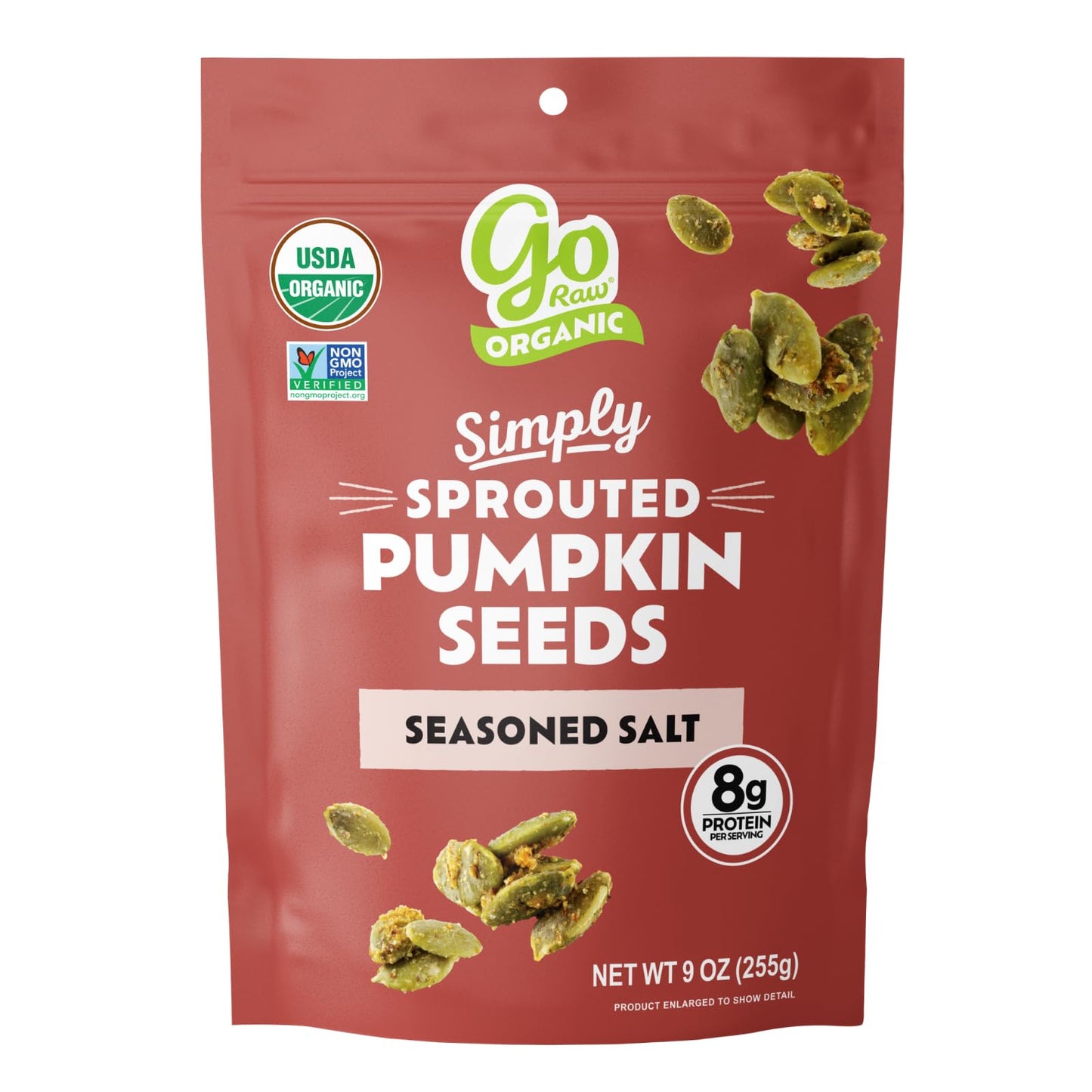 Go Raw Organic Sprouted Pumpkin Seeds - Savory Seasoned Salted Pepitas, Keto, Non-GMO, Vegan, Gluten-Free, Kosher, Paleo, Protein-Packed Superfood