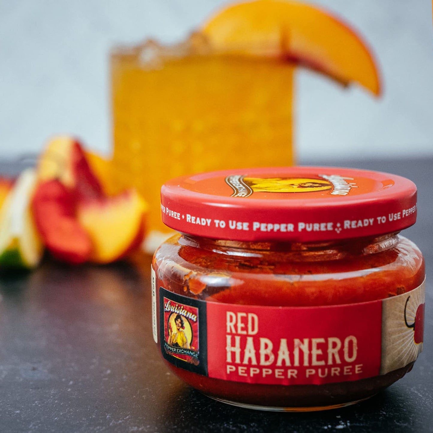 Louisiana Pepper Exchange Red Habanero Pepper Puree Sauce Salsa, Super Hot, Spicy, Chili Seasoning, Plant-Based, Gluten-Free, Replaces Habanero