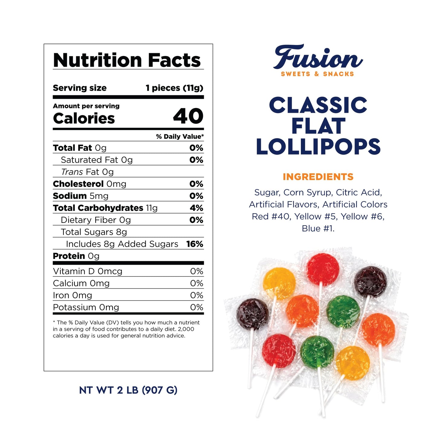 Lollipops Individually Wrapped - 2 Pound (About 75 pcs.) Bulk Suckers for Kids - Classic Lollipops Bulk Flats -5 Assorted Fruit Flavors - Holiday