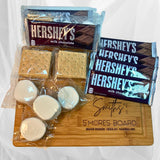 WBB SMORES KIT BOARD | Personalized Engraved Serving Board + S'mores Kit | Individually packaged S'mores Kit set: Graham Crackers, Marshmallow