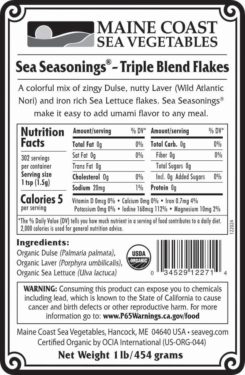 Triple Blend Flakes - Sea Seasoning Bulk - Organic Seaweed - 1 Pound