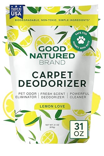 Good Natured Brand | Carpet Deodorizer & Freshener Powder | 31 oz Pet Odor Eliminator for Strong Odor & Pet Urine | Fresh Natural Lemon Scent | Safe
