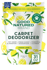 Good Natured Brand | Carpet Deodorizer & Freshener Powder | 31 oz Pet Odor Eliminator for Strong Odor & Pet Urine | Fresh Natural Lemon Scent | Safe