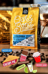 Oak & Bond Coffee Co. Colombia Single Origin Coffee, Medium Roast, 100% Arabica, Whole Bean -12 oz. Bag