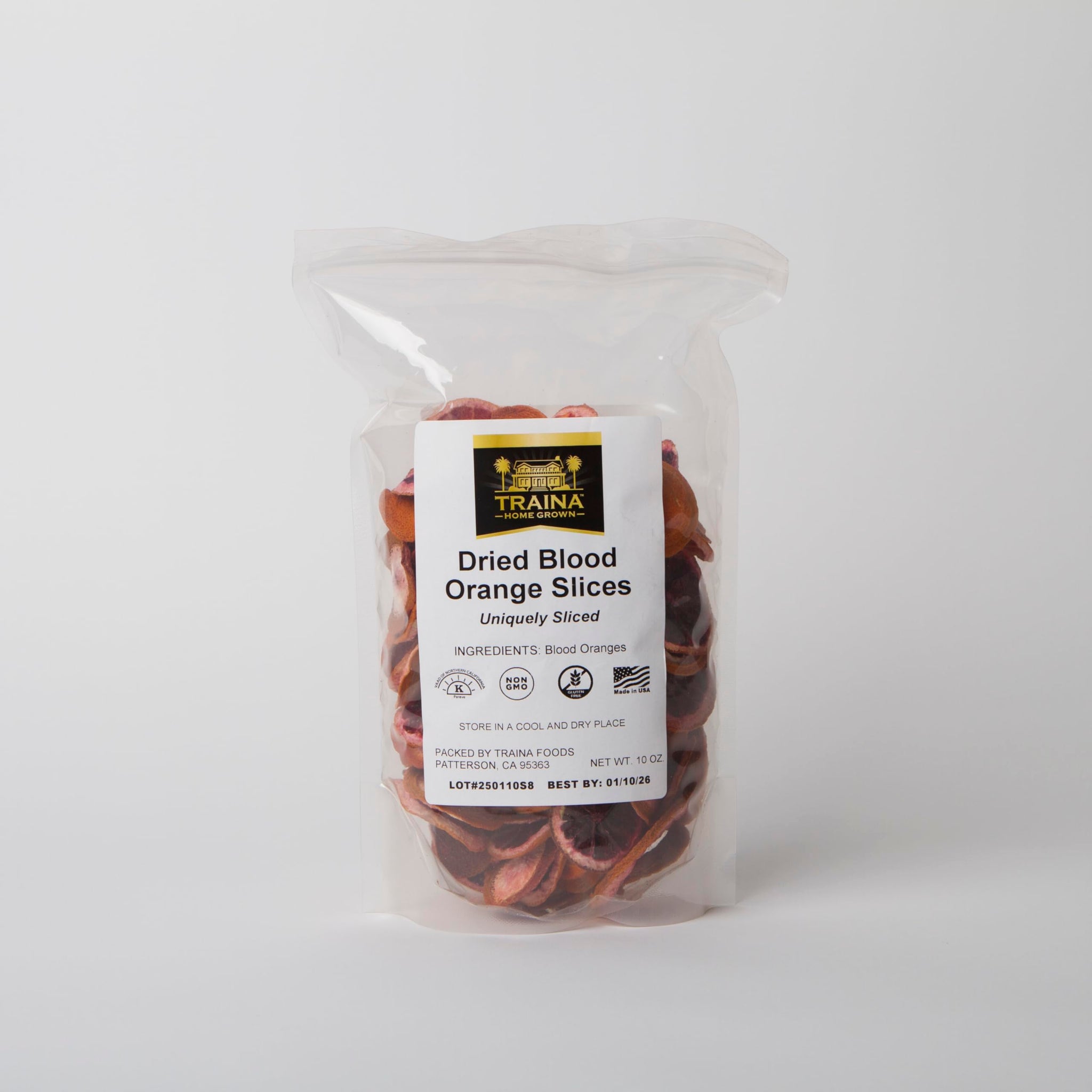 Traina Home Grown Blood Orange Slices - Non GMO, Gluten Free, Kosher, Value Size (10 oz) (Blood Orange)