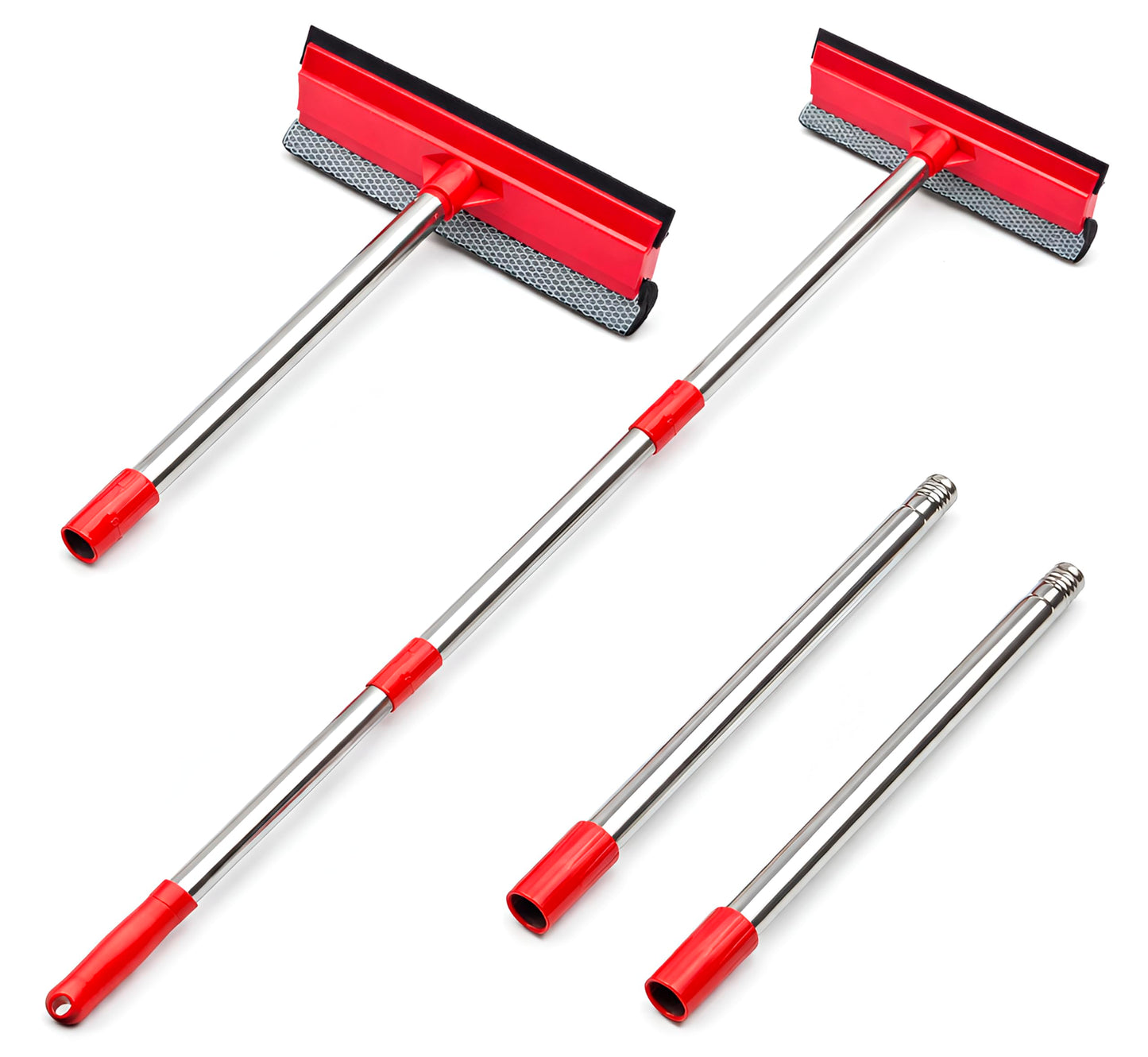 DSV Standard Window Squeegee, 2-in-1 Window Cleaner with 55" Extension Poles, Window Washing Kit, Glass Door Cleaner, Multi-Use Car Windshield