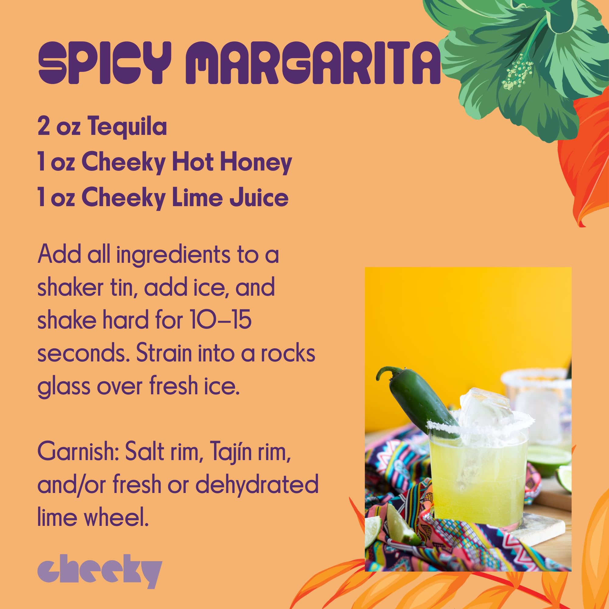 Cheeky Cocktails Habanero Hot Honey Syrup, Bar Quality, Mixes Easily, Real Grade A Wildflower Honey, No Artificial Flavors or Preservatives, 16 Fl Oz