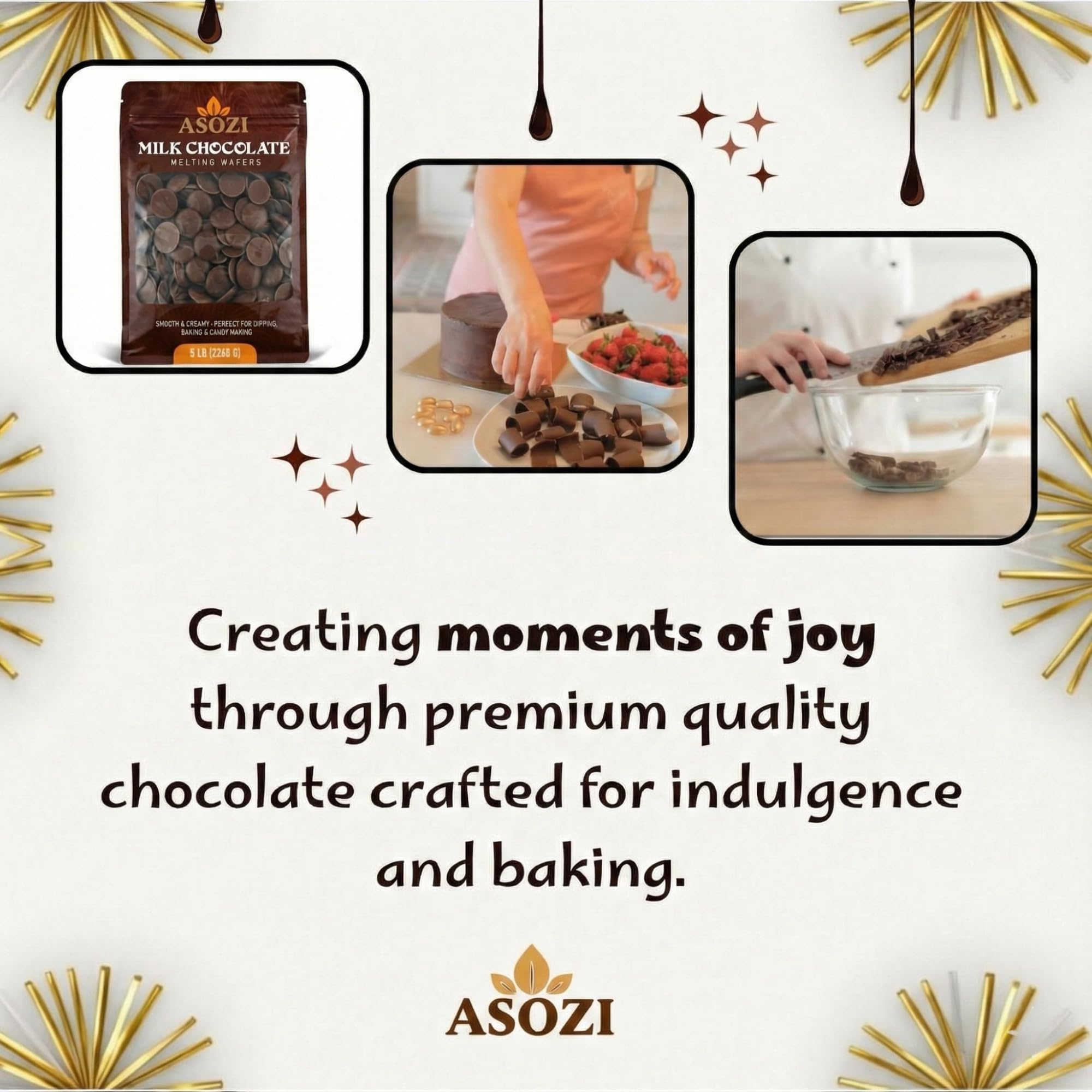Milk Chocolate Melting Wafers - 5 pounds of Milk Chocolate Cocoa Lite, Perfect for Melting and Dipping, and Dubai Chocolate Bar, Premium Quality Chocolate Wafers for All Your Baking Needs - 80oz