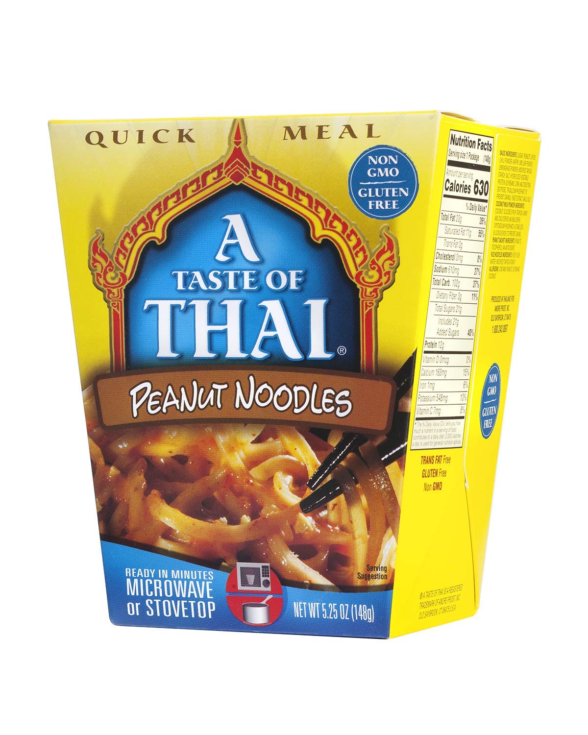 A Taste of Thai Peanut Sauce Noodles |Heat & Eat Instant Noodle | Flavored with Authentic Thai Sauce -Non-GMO,Gluten Free, Trans Fat Free- Perfect