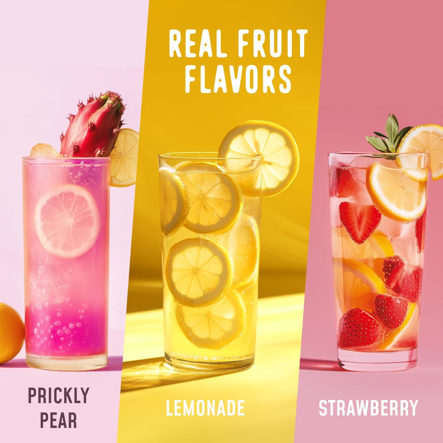 FlavCity Anytime Essential Lemonade Variety Pack - Powder Drink Mix Packets with Collagen - Lemonade Packets in 3 Flavors - Water Flavoring