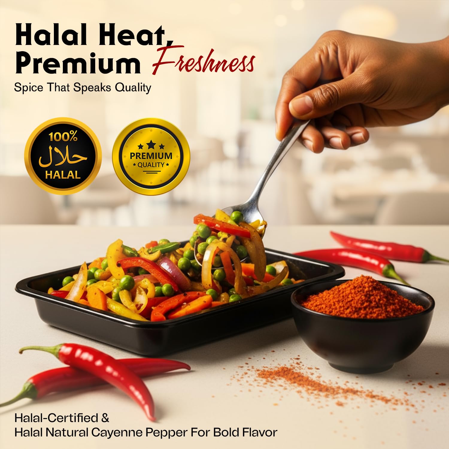 Golden Harvest Cayenne Pepper Red Hot | 5 lbs (2.26kg) Bulk Bucket | Halal All-Natural Ground Spice | Hot Chili Seasoning for Restaurants, Catering