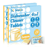 Dishwasher Cleaner Tablets Deodorizer-48 Pack Deep Cleaning Dish Washer Descaler Freshener-Grime Limescale Heavy Duty Grease Odor Smell Remover-for