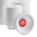 Stock Your Home (240 Pack) 12 oz Elegant White Plastic Bowls for Parties Small Disposable Bowl for Fancy Dinner or Cocktail Party, Soup and Salad