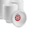 Stock Your Home (240 Pack) 12 oz Elegant White Plastic Bowls for Parties Small Disposable Bowl for Fancy Dinner or Cocktail Party, Soup and Salad