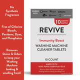 Immunity Boost Washing Machine Cleaner Tablets 10ct by Revive Essential Oils - 10 Month Supply, Synthetic Fragrance Free, Stain & Odor Fighting