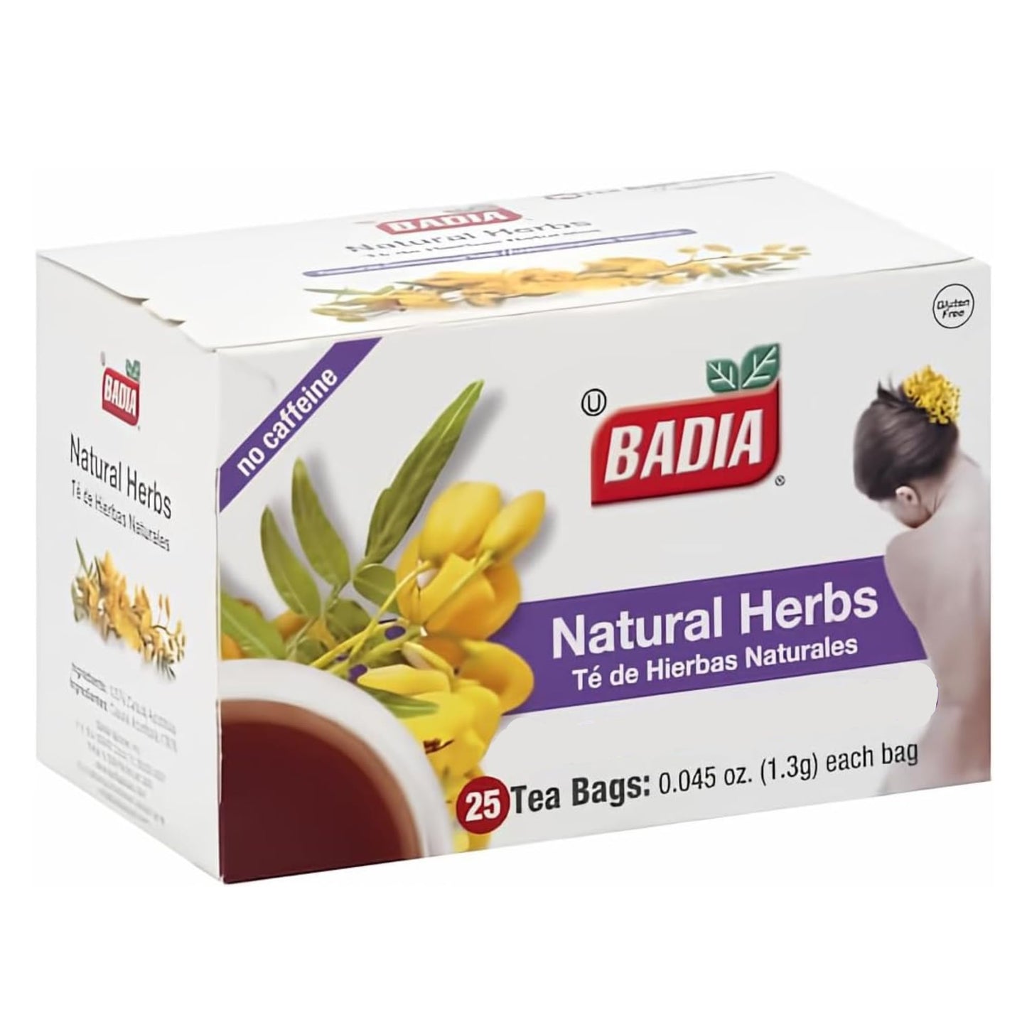 Badia Natural Herbs Tea, 25 Tea Bags (Pack of 2) - Herbal Blend for Brewing Hot or Iced Tea