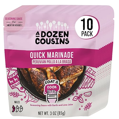A Dozen Cousins Quick Chicken Marinade Seasoning Sauce Pouch (10-Pack), Peruvian Pollo ala Brasa Seasoning, Instant Meal Coat & Cook, Pollo a la Brasa