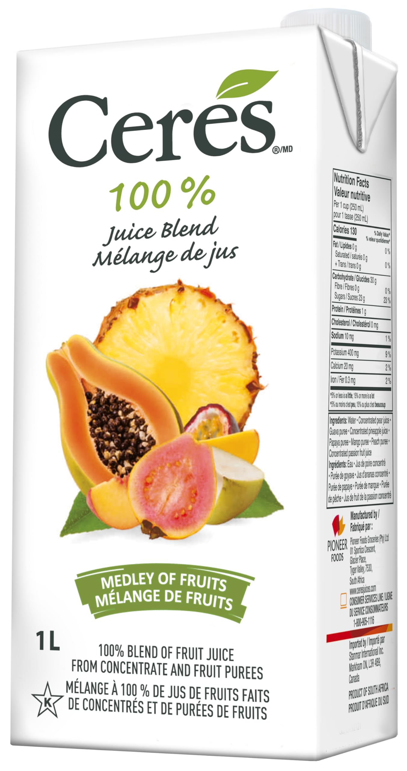 Ceres 100% All Natural Pure Fruit Juice Blend, Medley of Fruits - Gluten Free, Rich in Vitamin C, No Added Sugar or Preservatives, Cholesterol Free
