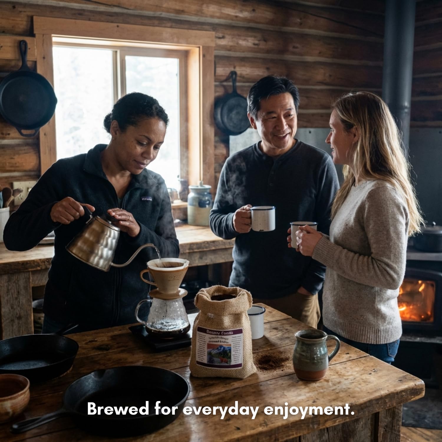 Montana Huckleberry Dessert Ground Coffee - 12 oz Rustic Western Style Burlap Bag from Bounty Foods All Natural Enjoy this Brew as an American