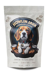 Howlin Java Mushroom Coffee, Premium Ground Coffee with 1 gram each of Lion's Mane, Chaga, and Cordyceps. Increase Energy, Focus, and Immunity
