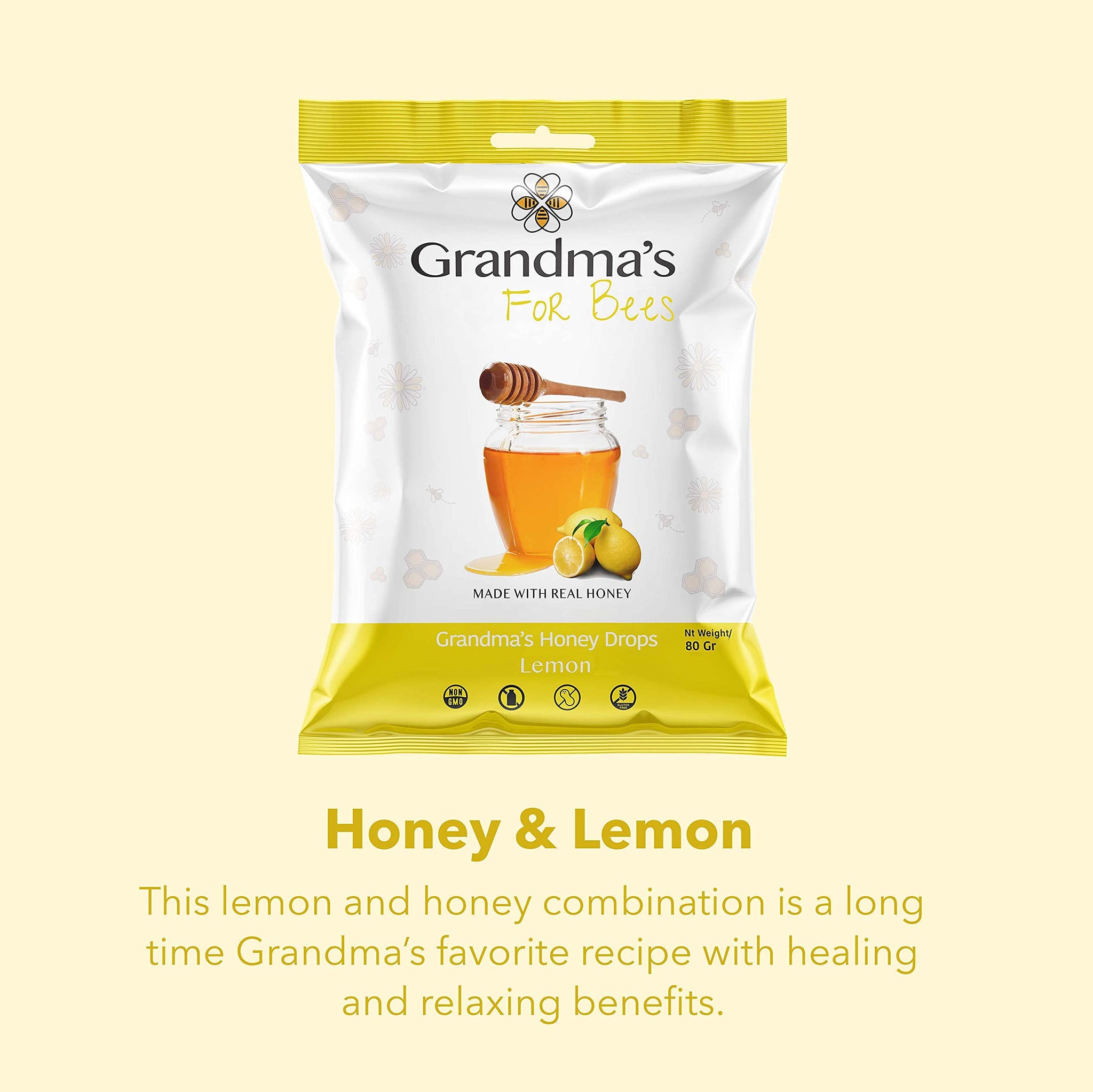 Grandma's For Bees | Honey and Lemon 80g X Pack of 4
