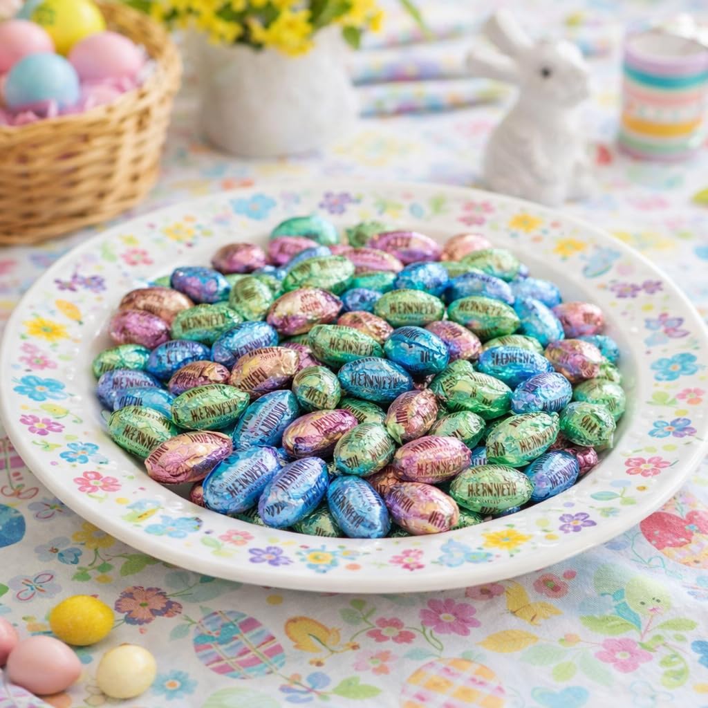 Milk Chocolate Eggs - 1 lb Bulk Gift Bag - Individually Wrapped Pastel Foil & Candy Coated Spring Treats - Perfect for Easter Baskets