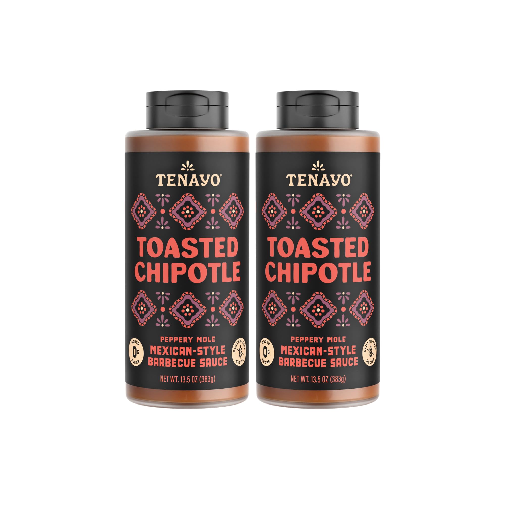 Tenayo Toasted Chipotle Barbecue Sauce, 2-Pack (13.5 oz Bottles) - Mexican Style Sauce with Chipotle Peppers, Chocolate & Spices - Only 1g of Sugar