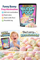 Bunny Poop Marshmallows - Funny Easter Candy Gag Gift, Colorful Mini Mallows Snack Bags, Easter Basket Stuffers for Kids, Teens & Adults, White