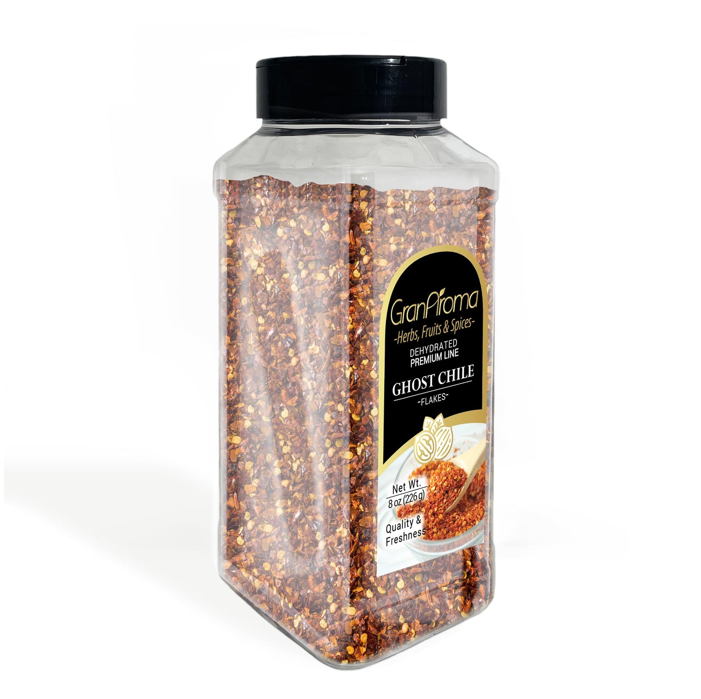 GranAroma Ghost Chile Flakes, Very Hot, Spice Challenges, Salsas & Soups (8 Ounce)
