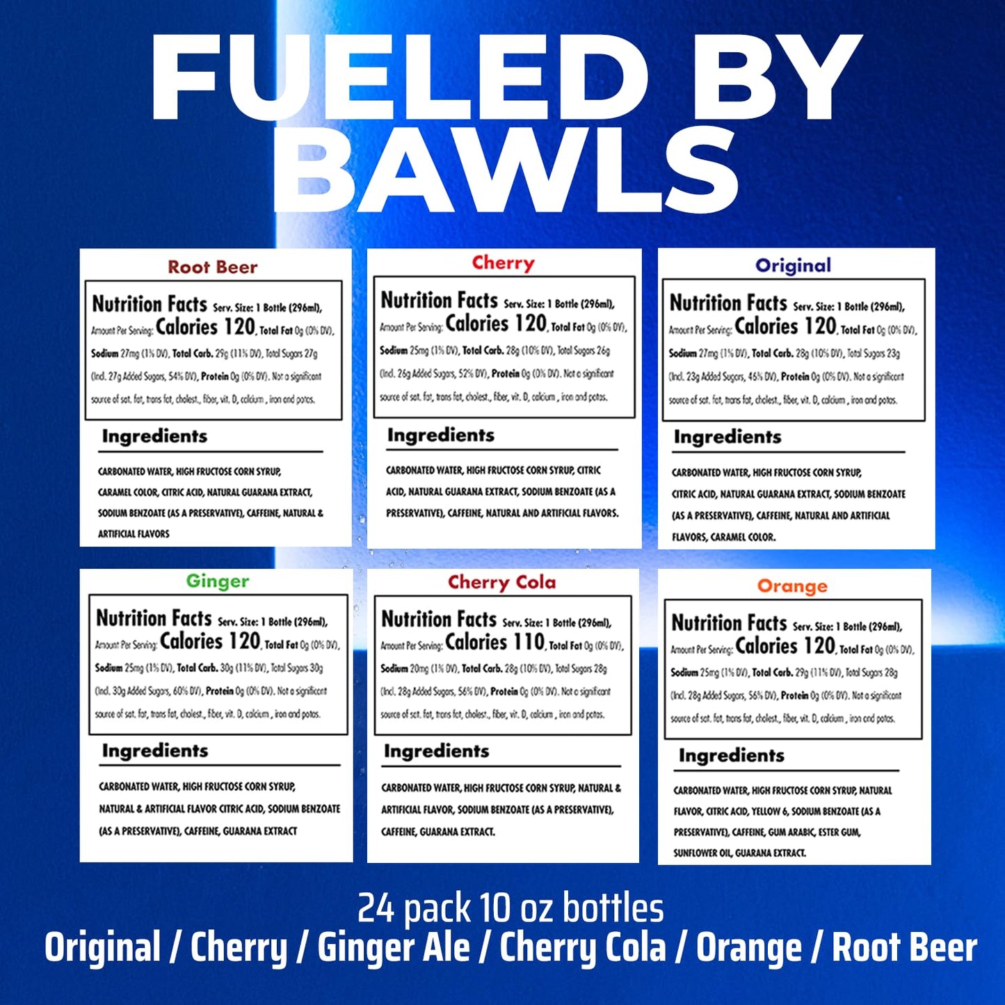 BAWLS Guarana Variety Pack, BAWLS Guarana Drink, Guarana Soda, Guarana Fueled Soda for Energy, High Energy Caffeinated Drink, 10oz 24 Pack Glass