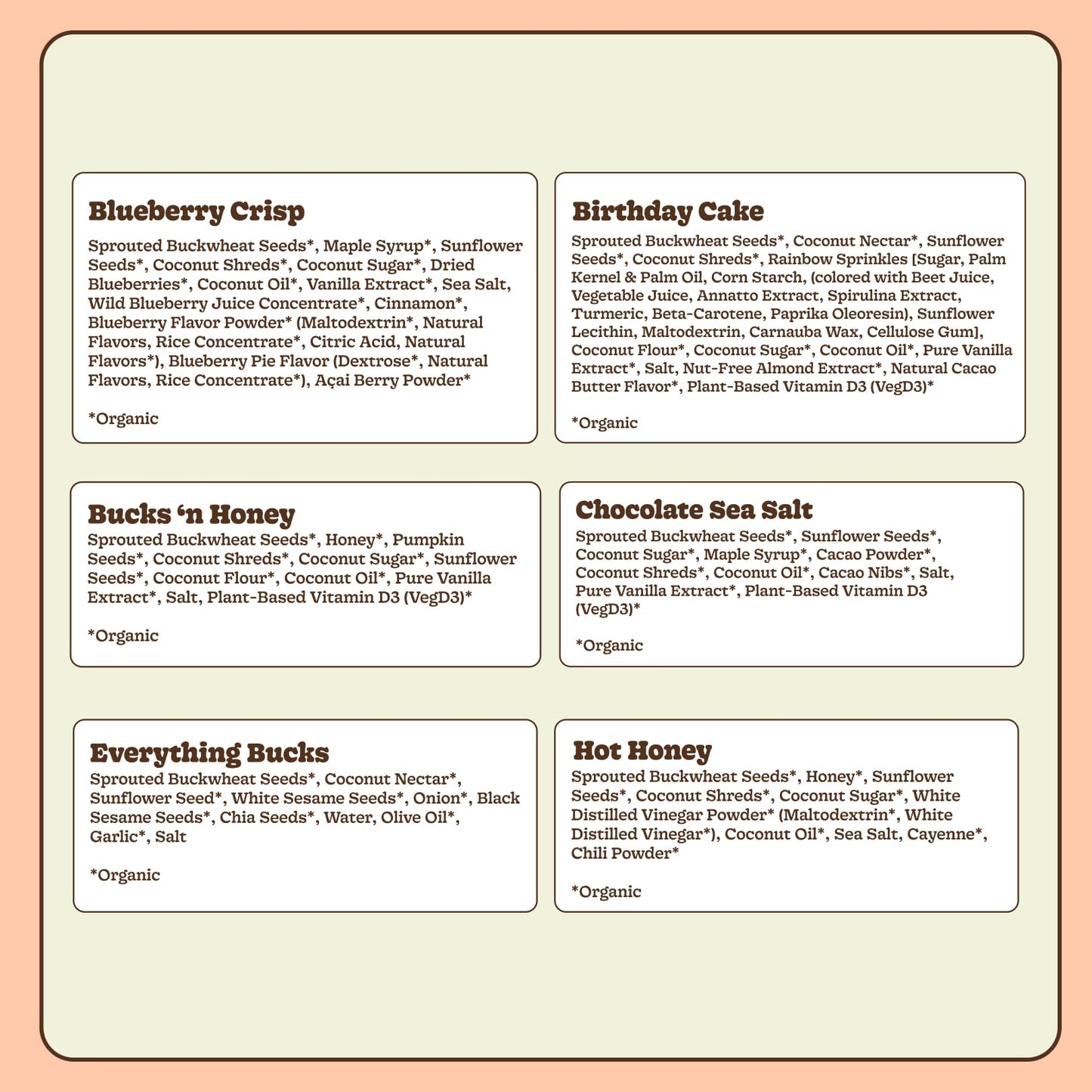 Clusterbucks Superfood Clusters - Grain-Free, Keto-Friendly Granola with Regeneratively Grown Sprouted Buckwheat- Gluten-Free, Low-Carb, Organic