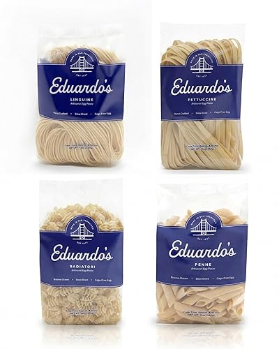 Eduardo's San Francisco Collection, Artisan Egg Pasta Variety Bundle, Hand-Laminated & Bronze-Drawn, Ambient Temperature Slow Dried Since 1977, 12oz x