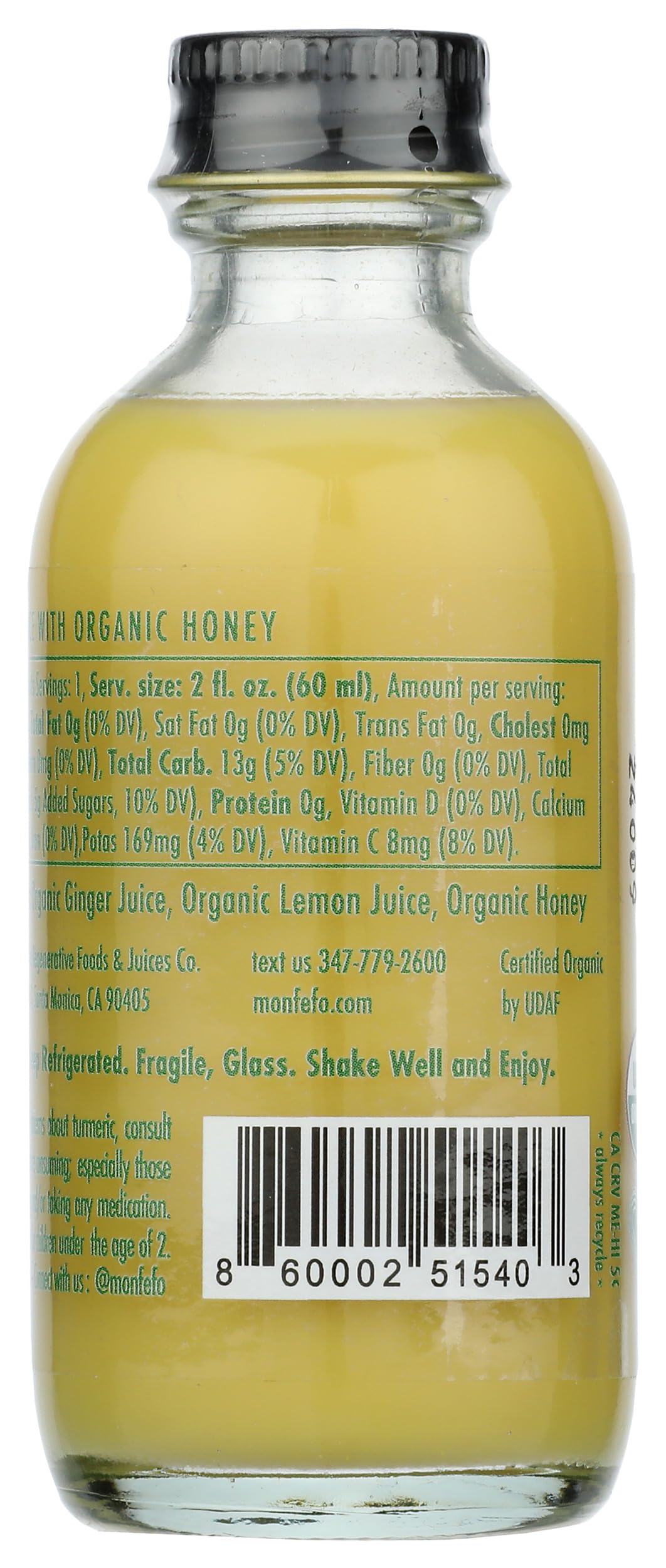 Monfefo, Juice Shot Ginger Organic, 2 Fl Oz