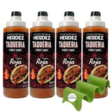 Herdez Taqueria Street Salsa Roja 9 oz Plastic Bottle 4 Pack + 1 Taco Stand by KOOL8SHOP Infinite Deals