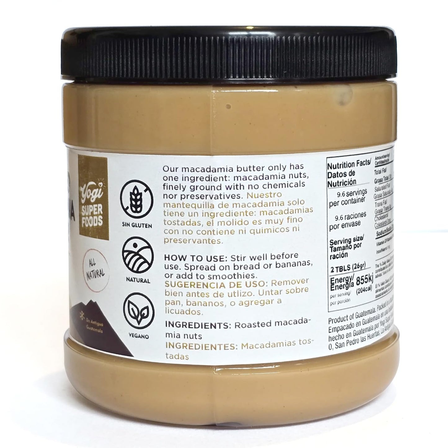 Yogi Super Foods Roasted Macadamia Nut Butter - Healthy Macadamia Butter Spread, Perfect for Keto and Paleo Diets - No Added Sugar, Creamy Texture