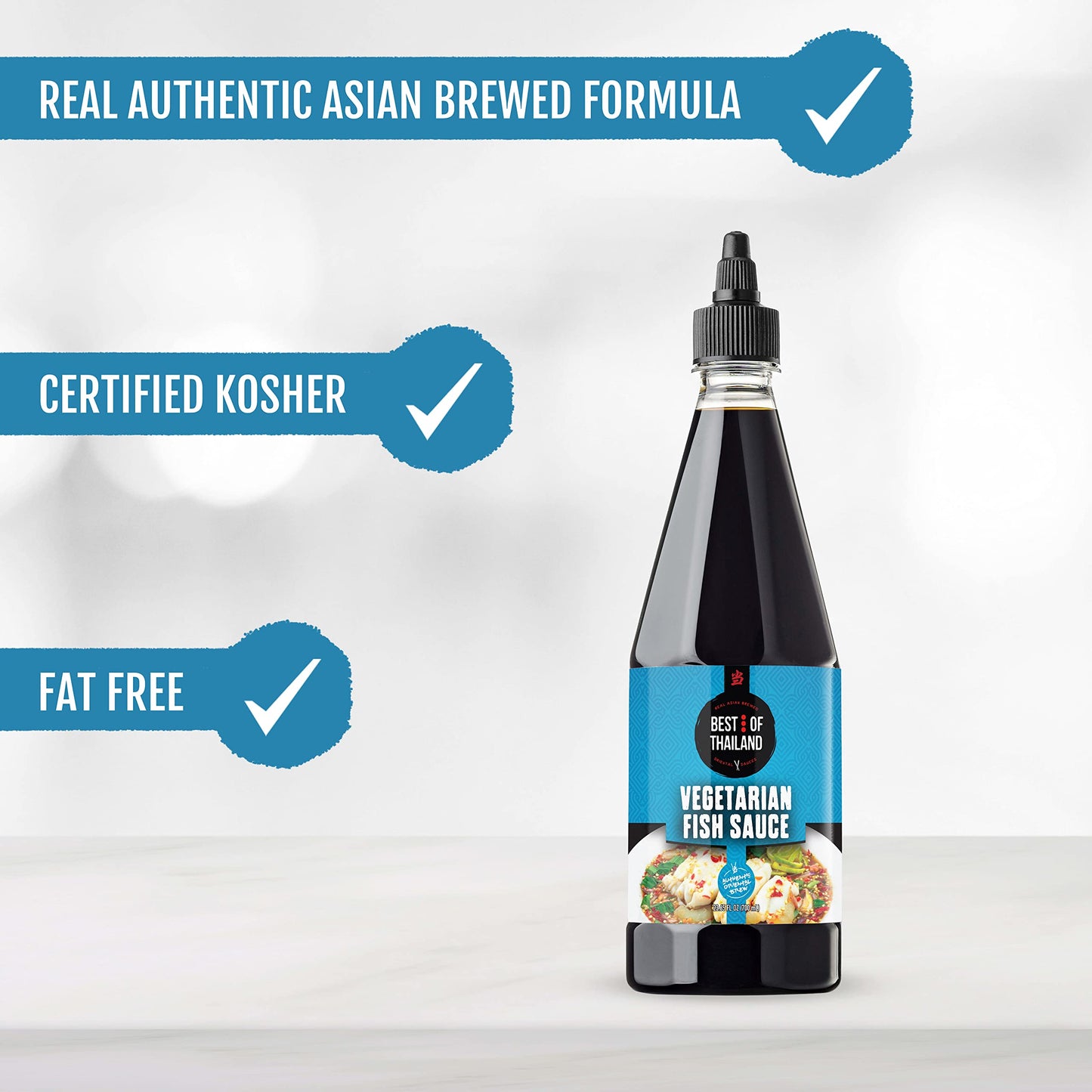 Best Of Thailand Vegetarian Fish Sauce | [Improved NO MSG] Real Authentic Asian Brewed Vegan Sauces for Dressings & Cooking | Certified Kosher