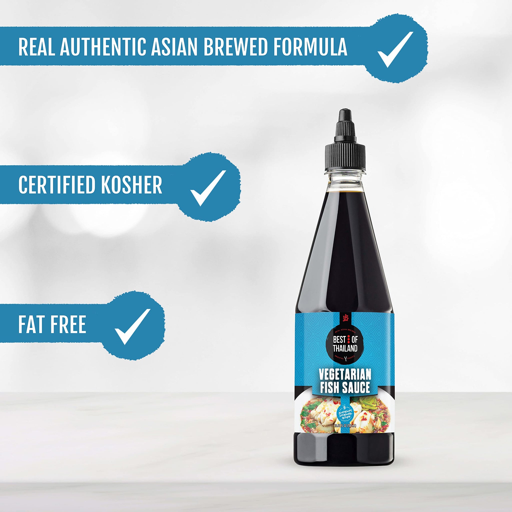 Best Of Thailand Vegetarian Fish Sauce | [Improved NO MSG] Real Authentic Asian Brewed Vegan Sauces for Dressings & Cooking | Certified Kosher