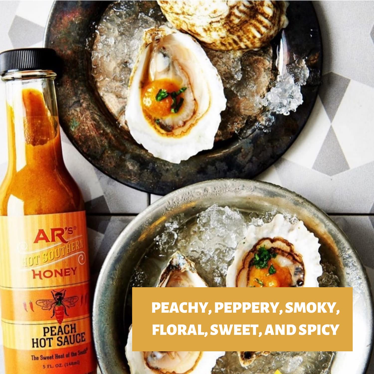 AR's Peach Hot Sauce - Made with Habanero Peppers & Real Peaches, All Natural, No Additives, No Preservatives - 5 Ounce (Pack of 1)