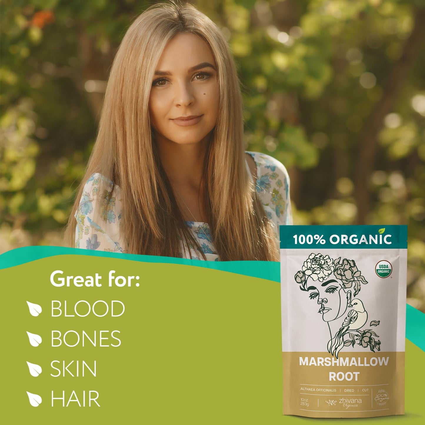 Organic Marshmallow Root Tea (10oz.) - Dried Marshmellow Root Herb (Althaea Officinalis) - Natural Alternative That Helps with Throat Coat, Cough, Gut